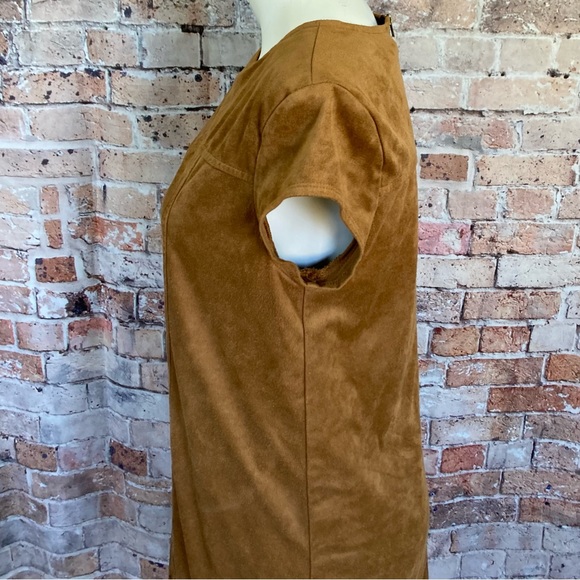 Xhilaration MIDI Smock Dress Brown Short Sleeve Casual Sz M - Picture 6 of 13